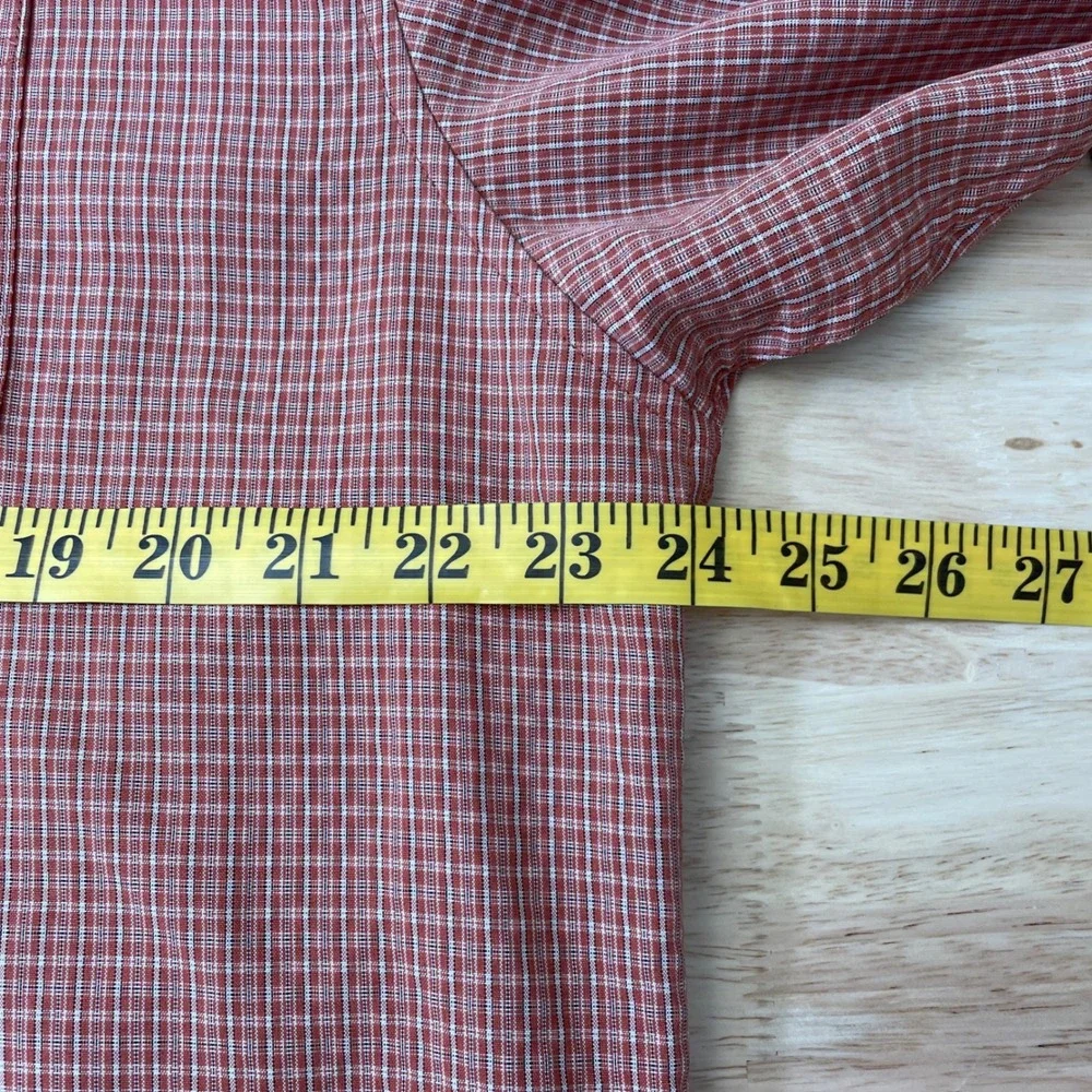 The North‎ Face Mens Large Burnt Orange Plaid Long Sleeve Button Down Shirt